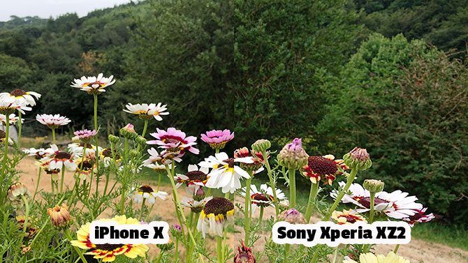Обзор Sony Xperia XZ2: Фантастическая камера, уникальный дизайн, сравнение xperia и iphone на открытом воздухе 670x377