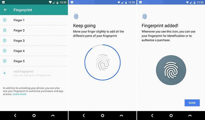 Экран блокировки отпечатков пальцев Android