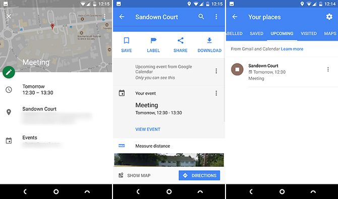 Google Maps Android-календарь Интеграция Gmail