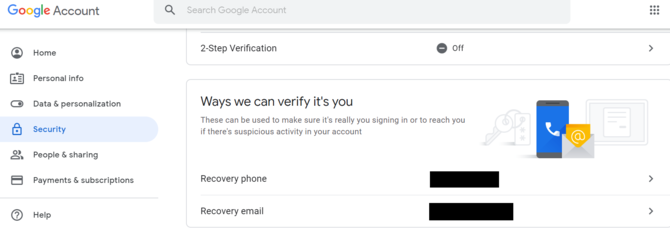 Настройки безопасности Google Удалить номер телефона
