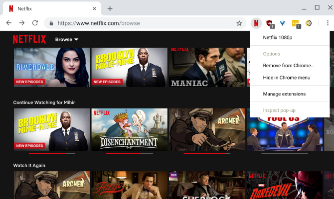 Расширение Netflix 1080p позволяет транслировать Netflix в формате Full HD 1080p в Chrome