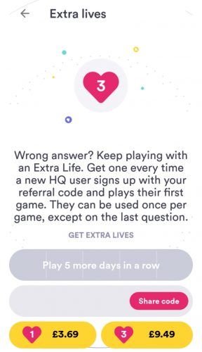 HQ Trivia дополнительные жизни