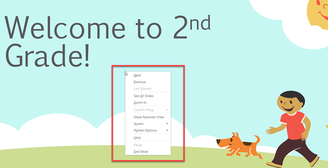 начинающий's Guide to Microsoft PowerPoint - Slideshow Context Menu