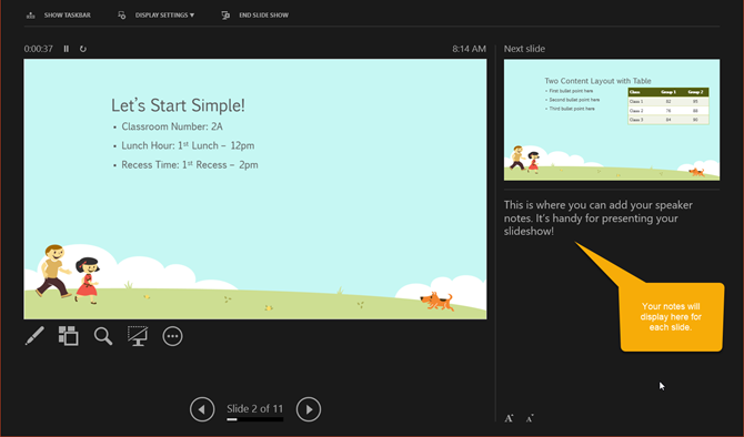 начинающий's Guide to Microsoft PowerPoint - Notes in Presenter View
