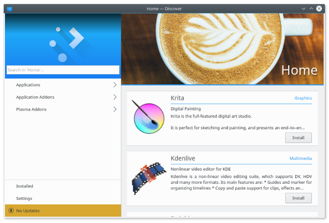 Магазины приложений для Linux KDE Discover