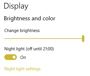 Windows 10 ночной свет