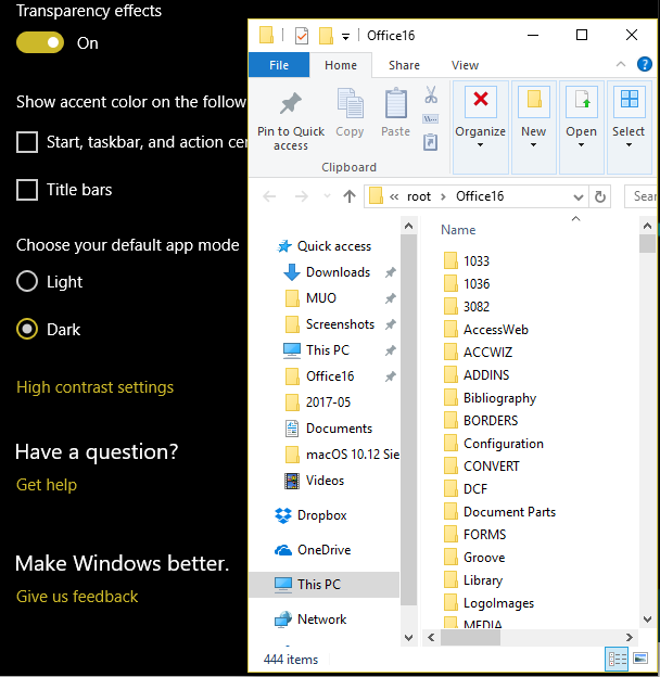 Windows 10 темный режим светлое окно