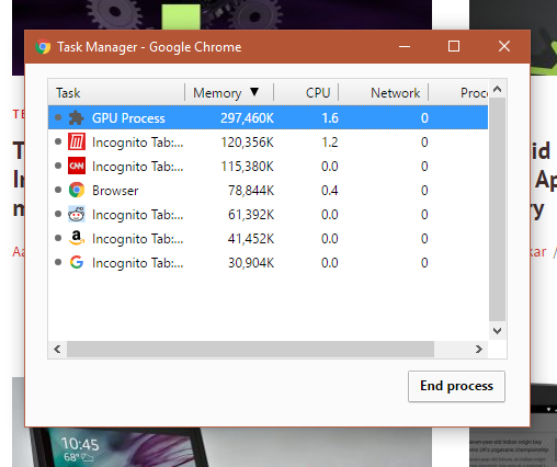 Диспетчер задач Chrome
