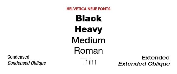 Helvetica черный тяжелый средний тонкий