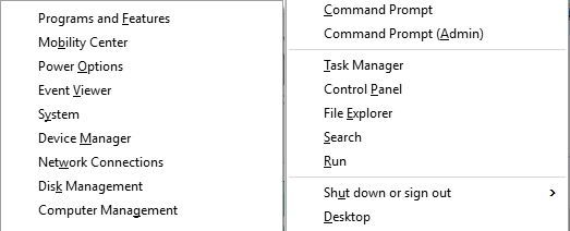 Windows 10 Power User Menu