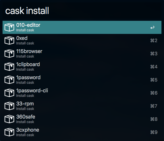 поиск пакетов бочек через Альфреда