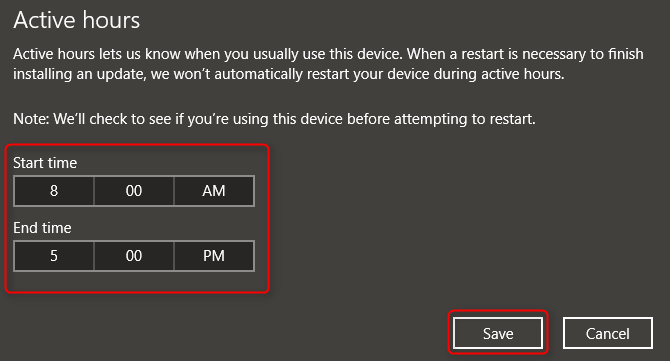 Windows 10 обновление изменить активные часы