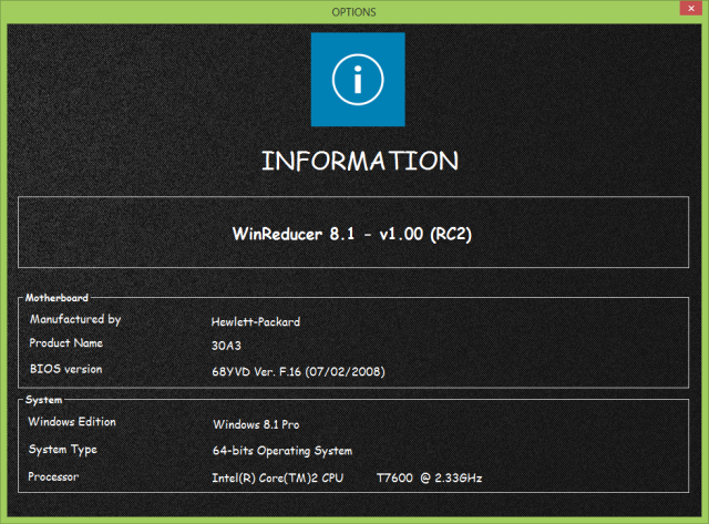 WinReducer Информационное пасхальное яйцо