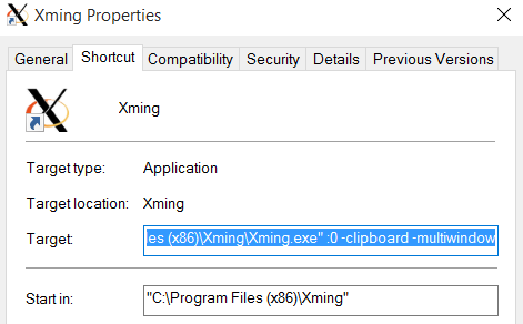 Настроить свойства Xming в Windows для безопасного подключения к Linux