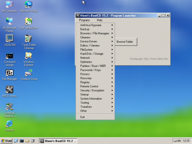 Hiren's Boot CD: The All-In-One Boot CD for Every Need HBCD Mini Windows XP 666x500