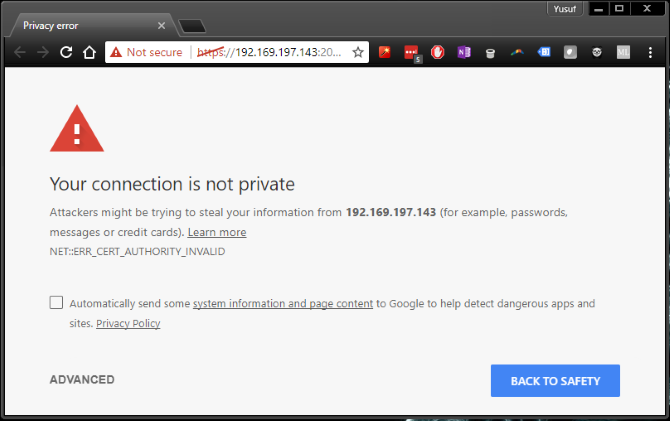 Ubuntu SSL предупреждение о конфиденциальности