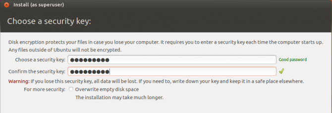 Ubuntu шифровать код доступа
