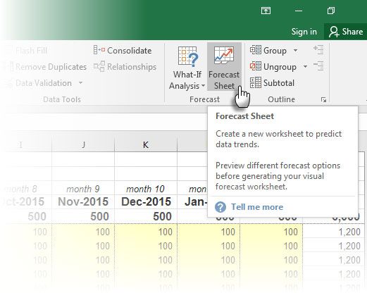 Прогноз с Excel 2016