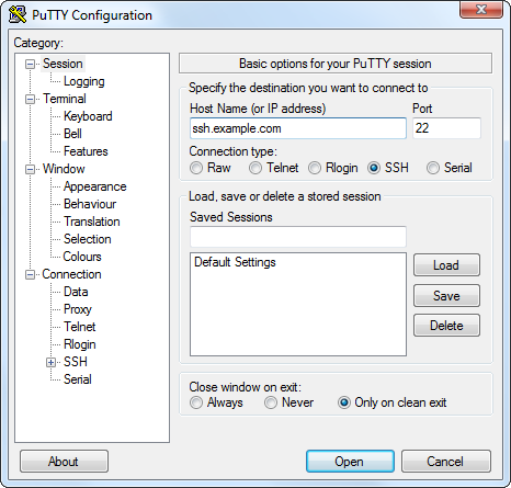 замазку SSH-клиент