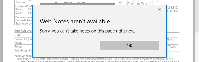 Microsoft Edge Web Notes радует't available