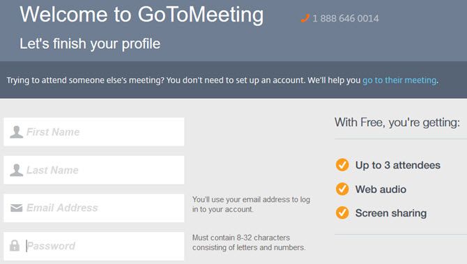 GoToMeeting - Регистрация