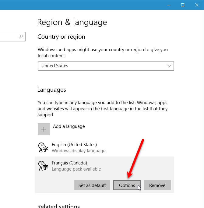 как изменить язык системы в Windows 10