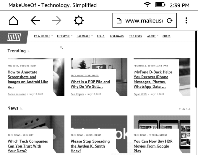 Как настроить и использовать Kindle Paperwhite 17 Экспериментальный браузер Paperwhite