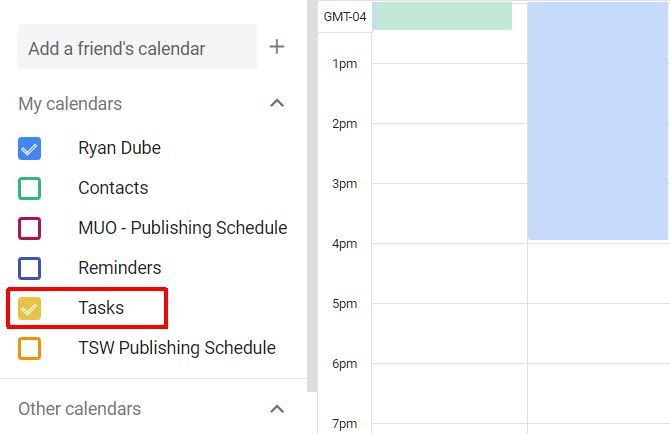 включить задачи Google