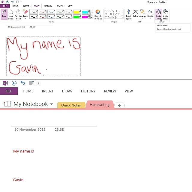 Конвертер рукописного текста OneNote большой