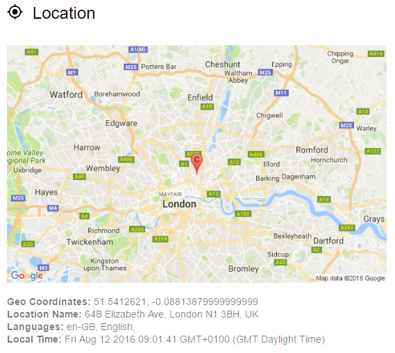 В настоящее время зарегистрирован GeoLocation через Chrome GeoAPI