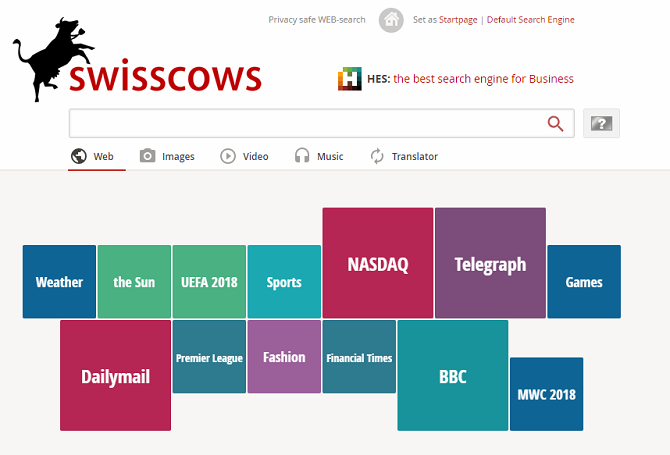 Поисковая система Swisscows делает ваши поиски частными