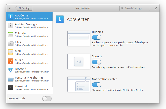 elementaryos loki настройки уведомлений