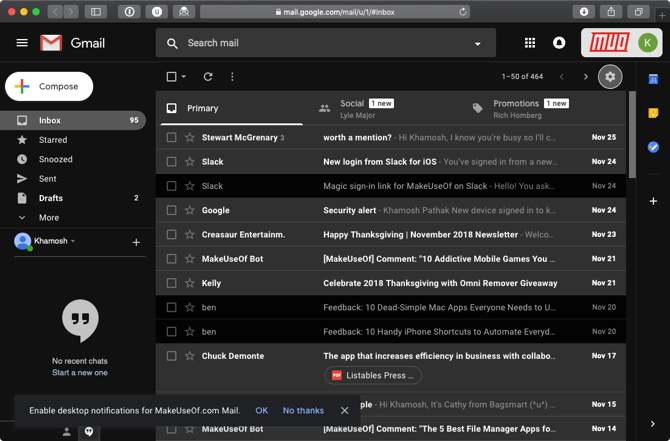 Gmail Dark mode