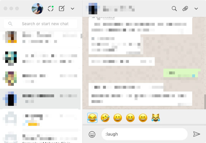 WhatsApp Desktop Emoji Автозаполнение