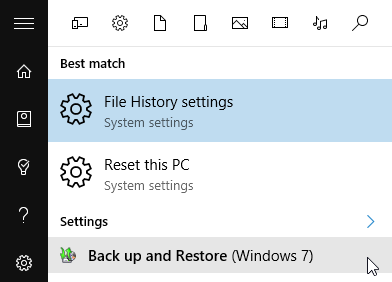 Windows 10 Резервное копирование поиска