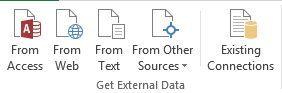 Вкладка внешних данных Excel