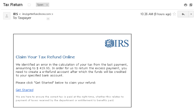 IRS возврат мошенничества по электронной почте