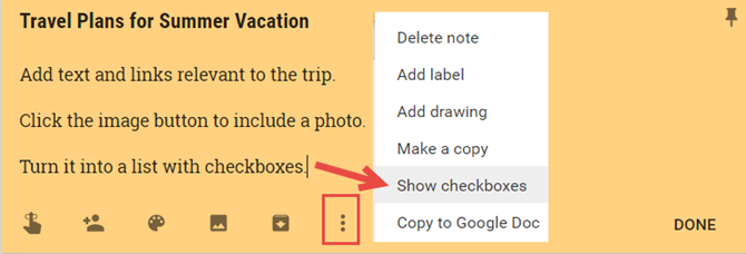 Как использовать Google Keep для организации ваших планов поездок GoogleKeepCreateNoteDescribed web