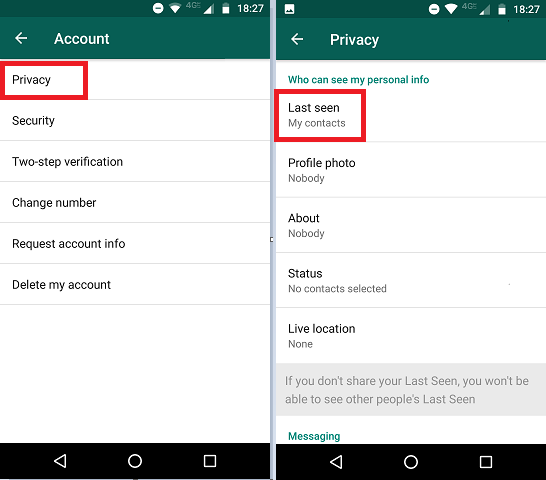 WhatsApp последний раз видел статус