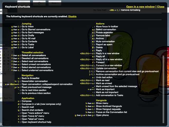 Сочетания клавиш You Aren' /></p>
<p>Чтобы начать, просто используйте &laquo;J /&raquo; K для прокрутки вверх и вниз (вы увидите небольшую линию слева от текущего выбранного времени) и &laquo;Enter&raquo;, чтобы открыть сообщение. Даже после того, как вы открыли сообщение, вы можете перейти к следующему, используя &laquo;J / K&raquo;, или вы можете быстро взаимодействовать со своими электронными письмами, используя следующие клавиши действий:</p>
<ul>
<li>&laquo;E&raquo; для архивирования сообщения или &laquo;#&raquo; для его удаления.</li>
<li>&laquo;R&raquo; для ответа на сообщение или &laquo;a&raquo; для ответа всем.</li>
<li>&laquo;F&raquo; для пересылки сообщения.</li>
</ul>
<p>Когда вы пишете свой ответ, вы можете быстро отправить его без использования мыши: просто нажмите &laquo;Tab&raquo;, чтобы выбрать кнопку &laquo;Отправить&raquo;, затем нажмите &laquo;Ввод&raquo;.</p>
<p>Вы также можете быстро добраться из любой точки в папку &laquo;Входящие&raquo;. Просто нажмите &laquo;g&raquo;, а затем &laquo;i&raquo;. Как видно на скриншоте выше, вы можете быстро получить доступ ко многим функциям Gmail (&laquo;a&raquo; для &laquo;Вся почта&raquo;, &laquo;s&raquo; — &laquo;Помечено&raquo;, &laquo;d&raquo; — к черновикам и т. Д.).</p>
<p>Эти ярлыки значительно ускорят управление электронной почтой, но если у вас возникли проблемы с их изучением, Keyrocket для Gmail облегчит обучение</p>
<p>,</p>
<p><noscript><img decoding=