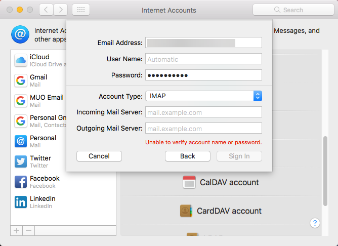 введите адрес электронной почты вручную mac