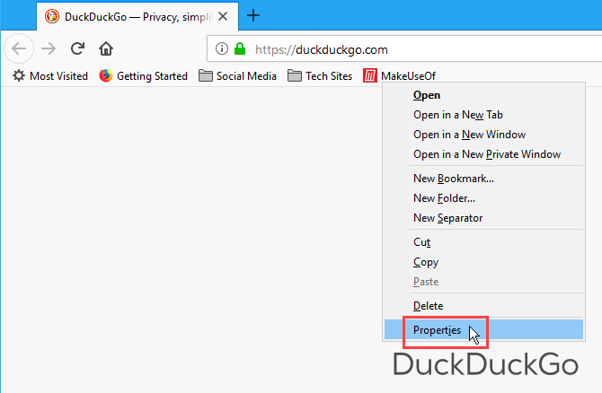 Получить свойства закладки в Firefox