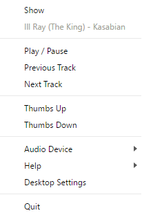 Google Play Music Desktop Player Системный трей