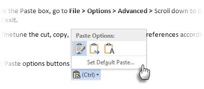 Microsoft Word - опция вставки