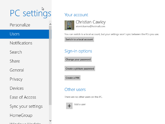 Добавление нового пользователя в Windows 8