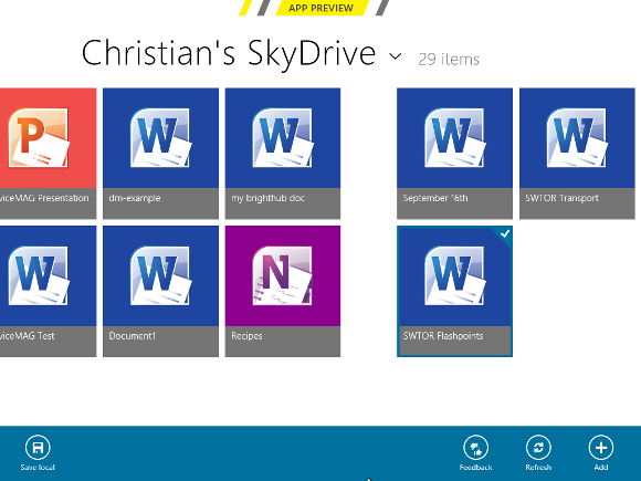 Загрузка изображений из облака SkyDrive в Windows 8
