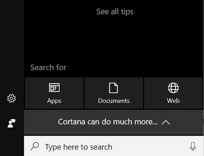 Cortana на главном экране ПК