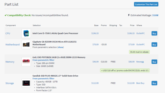 Как купить дешевый игровой компьютер с графической картой Nvidia pcpartpicker e1488335499129