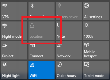 Windows 10 услуги определения местоположения быстрых действий