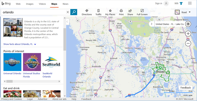 бинг карты мест веб